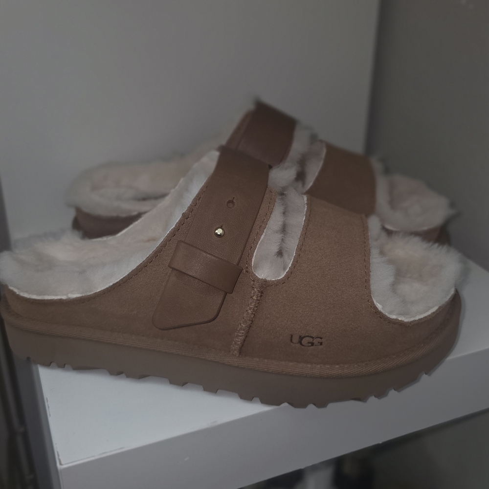 UGG Brown Shearling Slide Sandals - image 1